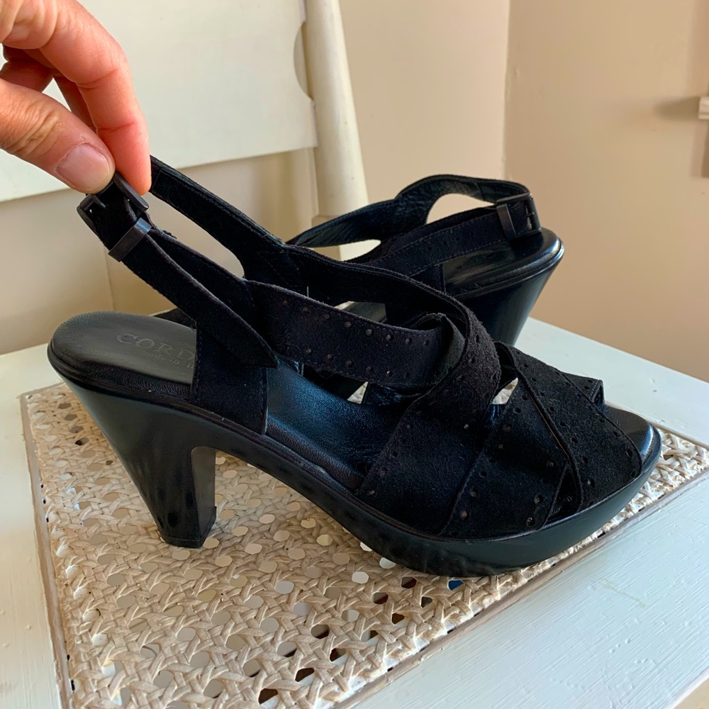 CORDANI HEELS, BLACK SUEDE, ITALIAN MADE, SIZE 39